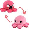 TeeTortuga | El peluche de pulpo reversible Moody | Diseño patentado | Juguete sensorial para aliviar el estrés | rosa claro + rosa | Enojado + Rabia | ¡Muestra tu estado de ánimo sin decir una palabra!