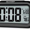 PEAKEEP Reloj despertador digital con luz nocturna inteligente con temperatura interior, reloj pequeño de escritorio con pilas (negro)