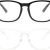 livho - Juego de 2 anteojos de bloqueo de luz azul, lectura de computadora/juegos/TV/teléfonos para mujeres y hombres, antifatiga ocular y reflejos UV (negro claro+transparente)