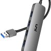 Concentrador USB uni, adaptador de concentrador de datos a USB PS4 USB 3.0 de aluminio de 4 puertos (ultradelgado) compatible con PC, MacBook Air, Mac Pro/Mini, iMac, Surface Pro, XPS, PS5, Xbox One, unidad flash, HDD móvil y más