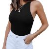 ReoRia - Body sexy sin mangas con cuello halter y espalda cruzada para mujer