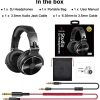 OneOdio - Auriculares con cable para colocar sobre las orejas, monitor de estudio y mezcla de DJ, auriculares estéreo con controladores de neodimio de 50 mm y conector de audio de 1/4 a 3,5 mm para AMP, computadora, grabación, teléfono, piano, guitarra, portátil, color negro - Imagen 7