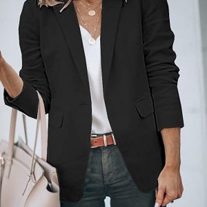 Cicy Bell Blazers informales para mujer con frente abierto de manga larga para trabajo y oficina - Imagen 2