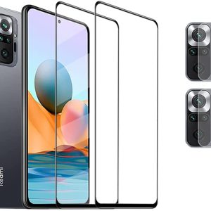 ROSE1A Compatible con Redmi Note 10 Pro Protector de Pantalla de Vidrio Templado, Redmi Note 10 Pro Protector Pantalla 2pcs + Protector de Lente de cámara 2pcs para Redmi Note 10 Pro