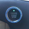 Bling Car Decor - Pegatina con emblema de anillo brillante de cristal azul para coche, accesorios de coche brillantes para mujer, botón de arranque, llave de encendido y anillo de perilla, accesorio de decoración de coche interior Glam (azul)