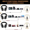 OneOdio - Auriculares con cable para colocar sobre las orejas, monitor de estudio y mezcla de DJ, auriculares estéreo con controladores de neodimio de 50 mm y conector de audio de 1/4 a 3,5 mm para AMP, computadora, grabación, teléfono, piano, guitarra, portátil, color negro - Imagen 2