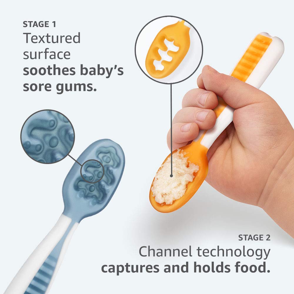 NumNum PreCucharas de Aprendizaje para Bebés, Juego de 2 Cucharas de  Silicona (Etapa 1 + Etapa 2), #1 Recomendada por nutricionistas y Expertos  Baby Led Weaning