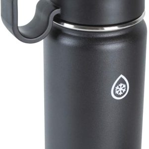Thermoflask Botella de agua aislada doble de acero inoxidable con dos tapas, 18 oz, negro - Imagen 2
