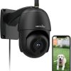 Cámara de seguridad para exteriores, Wansview 1080P Vigilancia Pan-Tilt Cámaras WiFi impermeables, visión nocturna, audio bidireccional, detección de movimiento, acceso remoto, compatible con Alexa W9 (negro)