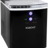 Igloo ICEB33BK Máquina automática portátil eléctrica para hacer hielo en encimera de gran capacidad, 33 libras en 24 horas, 9 cubitos de hielo listos en 7 minutos, con pala de hielo y cesta, negro