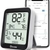Govee Termómetro higrómetro digital Bluetooth para interiores, medidor de sensor de temperatura y humedad de la habitación con monitoreo remoto de aplicaciones, pantalla LCD grande, alertas de notificación, exportación de almacenamiento de datos de 2 años, negro