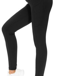 THE GYM PEOPLE Pantalones de yoga gruesos de cintura alta con bolsillos, entrenamiento con control de barriga, mallas de yoga para correr para mujer - Imagen 4