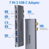 Adaptadores USB C Hub para MacBook Pro 2020, MacBook Pro Adaptador USB MacBook HDMI Multiport Mac Dongle Accesorios para MacBook Pro Air 2020-2018 con 4K HDMI, 2 puertos USB 3.0, SD/TF, Thunderbolt 3, USB C - Imagen 2