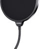 Aokeo Professional Microphone Pop Filter Mask Shield para Blue Yeti y cualquier otro micrófono, Micrófono de doble capa Wind Pop Screen con un brazo estabilizador de clip de cuello de cisne flexible de 360 °