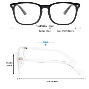 livho - Juego de 2 anteojos de bloqueo de luz azul, lectura de computadora/juegos/TV/teléfonos para mujeres y hombres, antifatiga ocular y reflejos UV (negro claro+transparente) - Imagen 2