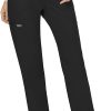 Pantalón médico Workwear Revolution para mujer, tiro medio, acampanado moderado, con cordón, WW120