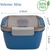 Freshmage - Contenedor de almuerzo para ensaladas para llevar, cuencos de ensalada de 52 onzas con 3 compartimentos, contenedor de aderezos para ensaladas, aperitivos, hombres, mujeres (azul) - Imagen 5