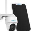 Sistema de cámara de seguridad para exteriores Pan Tilt 3G/4G LTE Cámara alimentada por batería solar, visión nocturna Starlight, audio bidireccional, detección de movimiento PIR, sin WiFi, sin cables, Reolink Go PT con panel solar, versión de EE. UU.