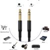 Elebase - Cable de instrumento TRS de 1/4 pulgadas (paquete de 2 de 10 pies), cable de interconexión de audio estéreo con conector macho recto de 6,35 mm, línea equilibrada 6,35 compatible para guitarra eléctrica, bajo, teclado, mezclador, amplificador, amplificador, altavoz - Imagen 3