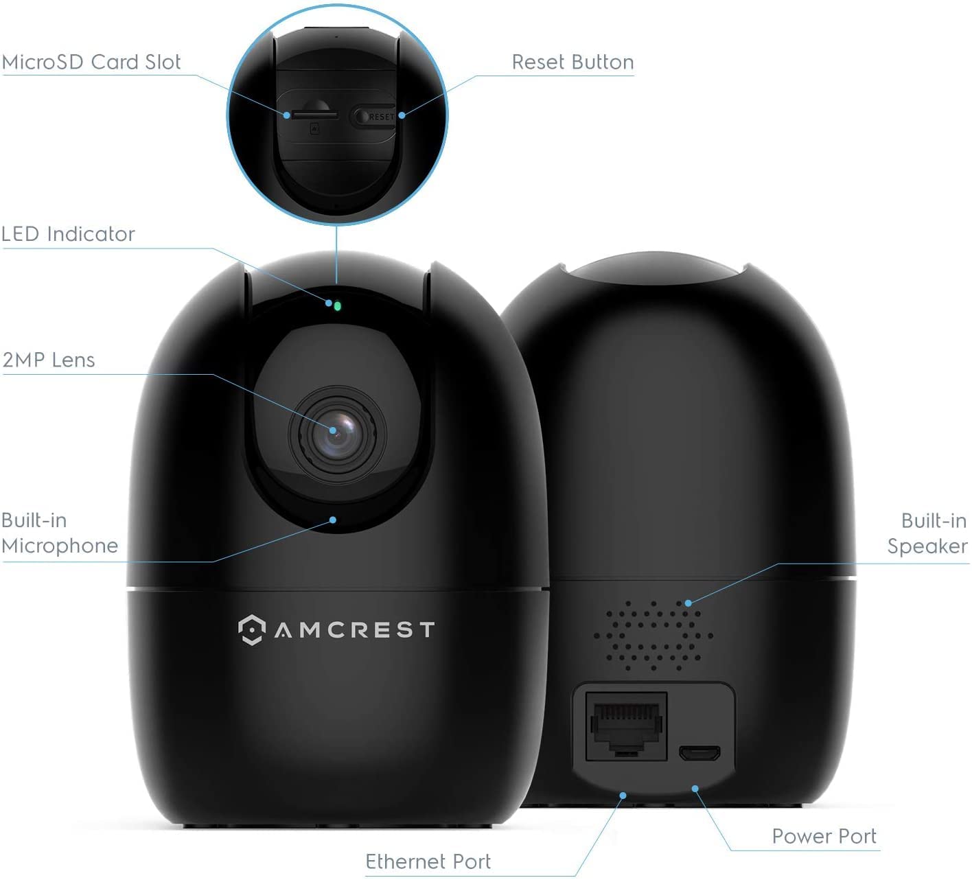 Amcrest Cámara WiFi 1080P para interiores, cámara de niñera, cámara para  perro, monitor de sonido y bebé, detección de humanos y mascotas,  seguimiento