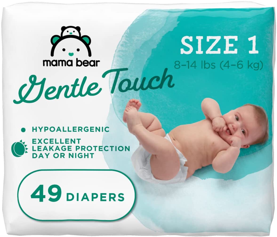 Marca  – Pañales Mama Bear Gentle Touch, hipoalergénicos, tamaño 1,  49 unidades –