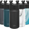 Botella de agua simple y moderna para niños con tapa de pajita Termo de metal de acero inoxidable aislado al vacío | Frasco reutilizable a prueba de fugas sin BPA para la escuela | Colección Cumbre | 14 oz, negro medianoche