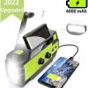 【2022 más reciente】 Radio meteorológica portátil con manivela solar de emergencia, con AM FM NOAA, 3 linternas LED, sensor de movimiento, lámpara de lectura, alarma SOS, cargador USB de batería recargable de 4000 mAh (verde) - Imagen 2