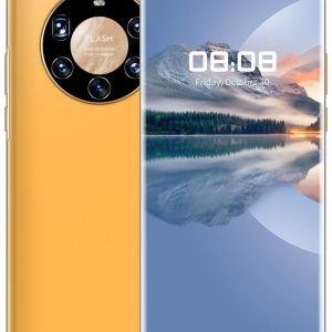 Mate40Pro + teléfono móvil desbloqueado, teléfono inteligente de pantalla completa con gotas de rocío de 7.3 pulgadas desbloqueado Android 10 12GB + 512GB, 6000mAh 24MP+50MP Face ID Desbloqueo-yellow