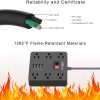 Tira de alimentación, cable de extensión AHRISE con 6 salidas de CA y 4 puertos de carga USB (5 V/3,4 A, 17 W) para smartphones, tabletas, Home & Kitchen, oficina, hotel, crucero, cable de 5 pies de largo, lista ETL, color negro - Imagen 5