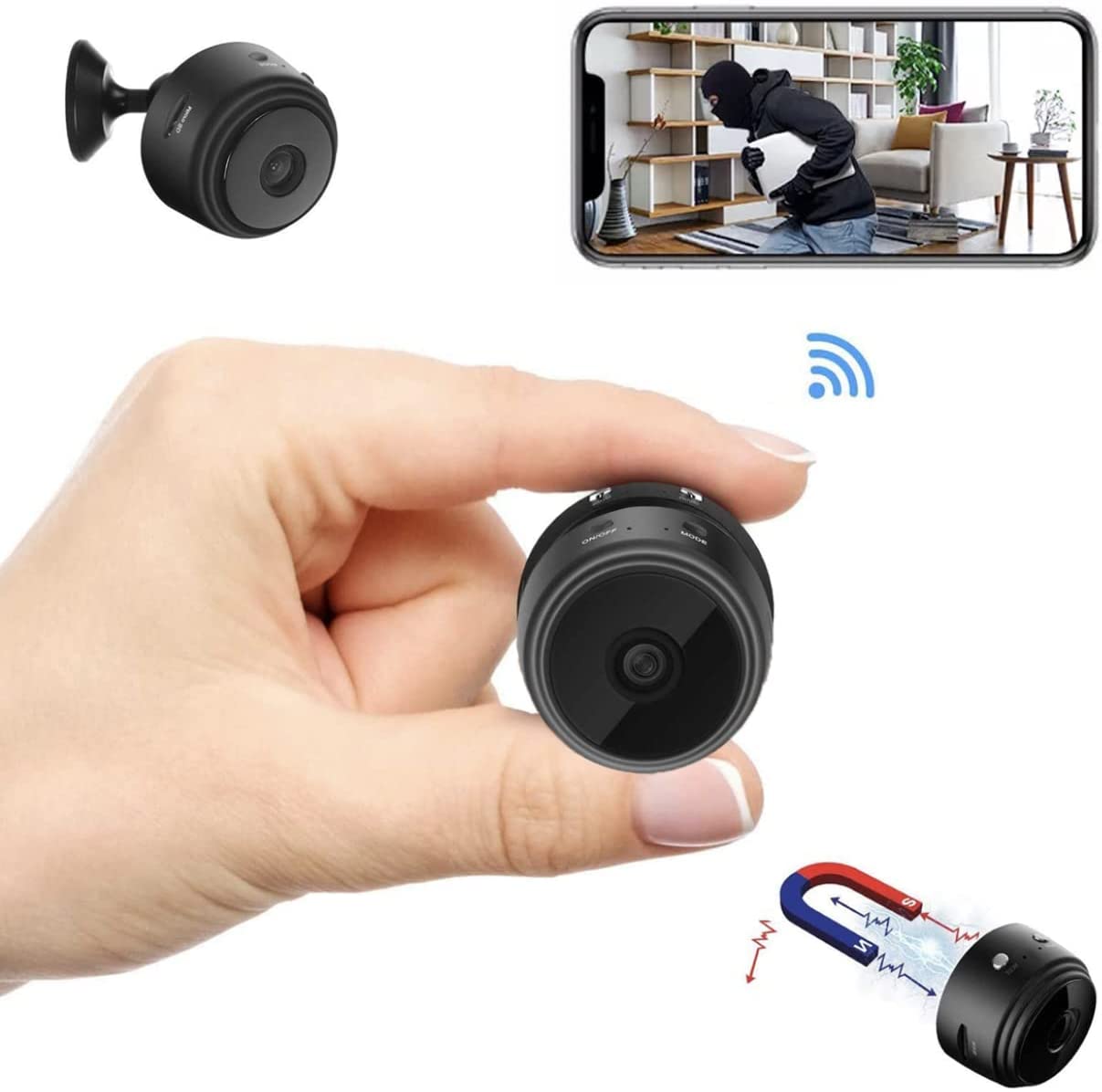 cámaras ocultas WiFi, cámaras espía inalámbricas con en vivo de audio cámaras de seguridad para el Home & Kitchen HD 1080P, cámara encubierta para niñera, pequeñas cámaras inteligentes