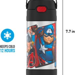 THERMOS FUNTAINER Botella de pajita para niños con aislamiento al vacío de acero inoxidable de 12 onzas, Avengers - Imagen 6