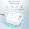Regleta con USB C, 3 salidas, 4 puertos USB (22,5 W/4,5 A), estación de carga de escritorio, enchufe plano, cable de extensión trenzado de 5 pies, protector contra sobretensiones para viajes, cruceros, lista ETL - Imagen 6