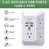 Cargador de pared USB, protector contra sobretensiones, QINLIANF Extensor de 5 salidas con 4 puertos de carga USB (4,8 A en total) Tira de alimentación de 3 lados 1680J Adaptador de pared de enchufes múltiples espaciados para el Home & Kitchen Viajes Oficina (3U1C) - Imagen 2