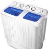 Lavadora portátil Giantex Mini Compact Twin Tub Lavadora 17.6lbs Lavadora España Spinner Lavadora portátil, azul + blanco - Imagen 4