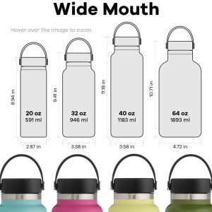 Hydro Flask Botella de boca ancha con tapa flexible - Botella de agua reutilizable de acero inoxidable - Aislada al vacío - Imagen 4