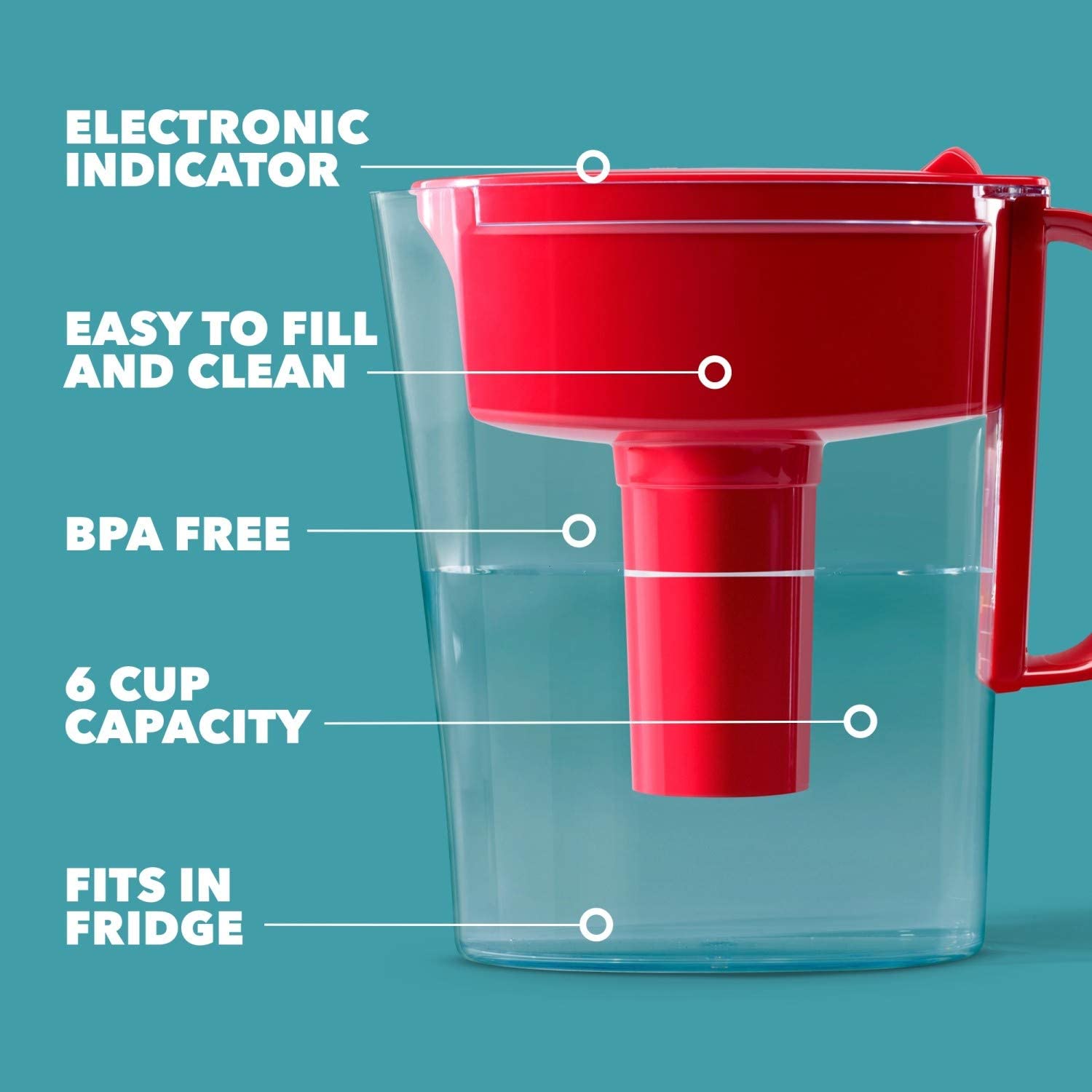 Jarra Brita Metro Pitcher Roja 1 Un