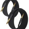 Elebase - Cable de instrumento TRS de 1/4 pulgadas (paquete de 2 de 10 pies), cable de interconexión de audio estéreo con conector macho recto de 6,35 mm, línea equilibrada 6,35 compatible para guitarra eléctrica, bajo, teclado, mezclador, amplificador, amplificador, altavoz