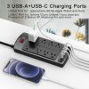 Tira de alimentación con protector contra sobretensiones, cable de extensión Nuetsa con 8 salidas y 4 puertos USB, cable de alimentación de 6 pies (1625 W/13 A), 2700 julios, lista ETL, negro - Imagen 4