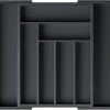 Organizador de cajones extensible de bambú para soporte de utensilios, bandeja ajustable para cubiertos, organizador de divisores de cajones de madera para cubiertos, cubiertos, cuchillos en la Home & Kitchen, dormitorio, sala de estar de Pipishell (negro)