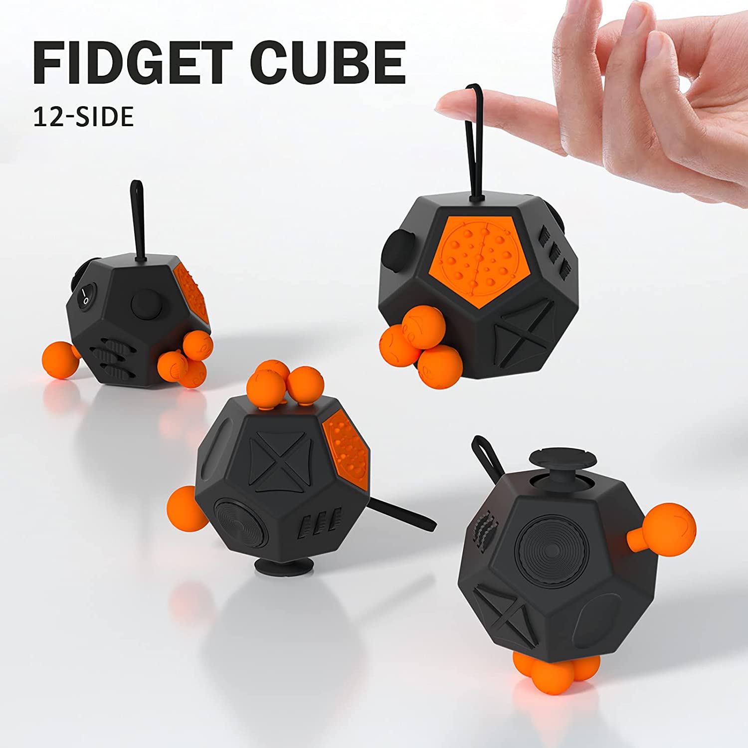 Cubo antiestrés de 12 lados, juguete antiestrés Dodecagon para niños y  adultos, alivio del estrés y la ansiedad, antidepresión con ADHD ADD OCD  autismo (negro) JAMW Sencillez