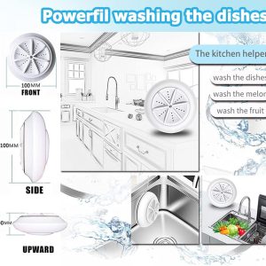 u-cristallo Mini lavadora portátil, turbomáquina y lavavajillas, esterilización ultrasónica alimentada por USB, adecuada para viajes, viajes de negocios, RV, apartamento suciedad-PinesT - Imagen 4