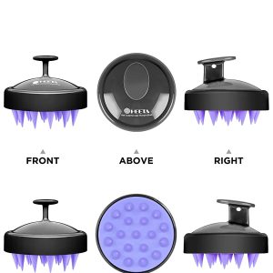Cepillo para champú para el cabello, cepillo para el cuidado del cuero cabelludo HEETA con masajeador de cuero cabelludo de silicona suave (negro) - Imagen 4
