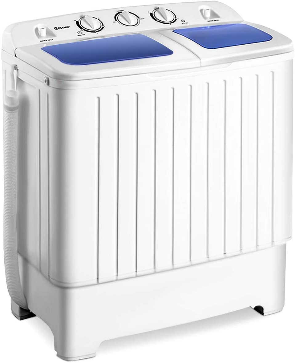 Lavadora portátil Giantex Mini Compact Twin Tub Lavadora 17.6lbs Lavadora  España Spinner Lavadora portátil, azul + blanco –