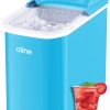 Máquina para hacer hielo Oline, máquina para hacer hielo eléctrica portátil con autolimpieza automática, 26 libras en 24 horas, 9 cubitos de hielo listos en 7 minutos, con pala de hielo y cesta (Aqua)