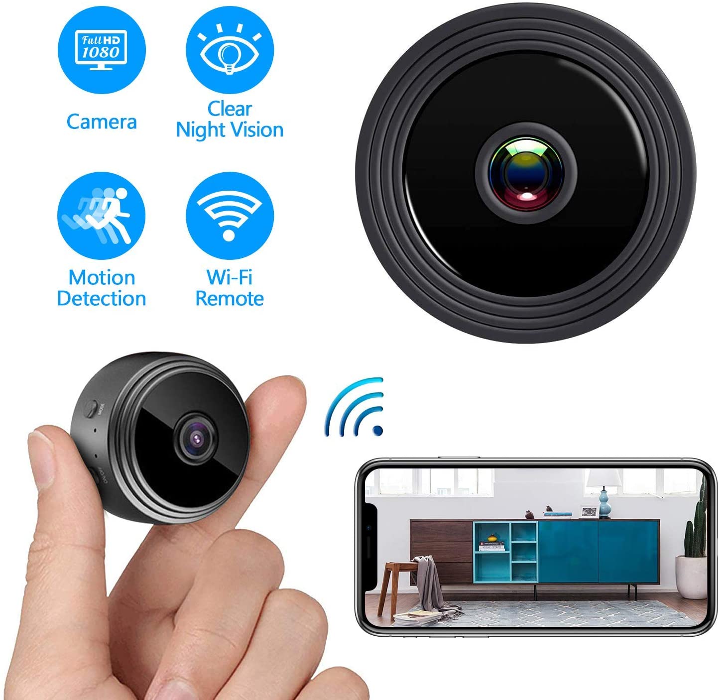 Cámara USB inalámbrica Wifi, mini cámara espía, cámara USB inalámbrica,  cámara de seguridad HD1080P, cámara de niñera, cámara para mascotas, cámara  de