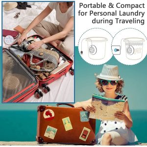 u-cristallo Mini lavadora portátil, turbomáquina y lavavajillas, esterilización ultrasónica alimentada por USB, adecuada para viajes, viajes de negocios, RV, apartamento suciedad-PinesT - Imagen 8