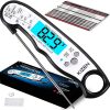 KIZEN Termómetro digital para carne con sonda - Impermeable, termómetro de Home & Kitchen de lectura instantánea para Home & Kitchenr, hornear, líquidos, dulces, asar barbacoa y freidora - Negro/Blanco
