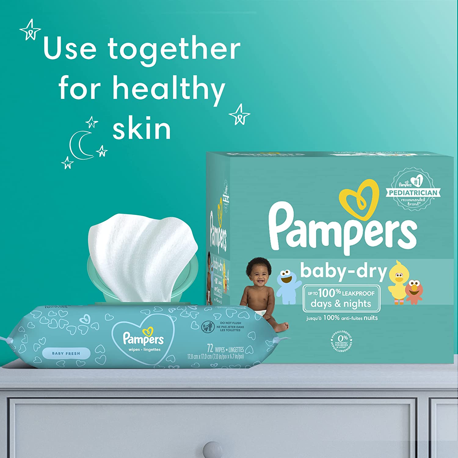 Pañales para recién nacido/talla 1 (8-14 libras), 252 unidades – Pampers  Baby Dry Pañales desechables para bebé, suministro de un mes con toallitas