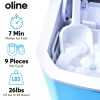 Máquina para hacer hielo Oline, máquina para hacer hielo eléctrica portátil con autolimpieza automática, 26 libras en 24 horas, 9 cubitos de hielo listos en 7 minutos, con pala de hielo y cesta (Aqua) - Imagen 2