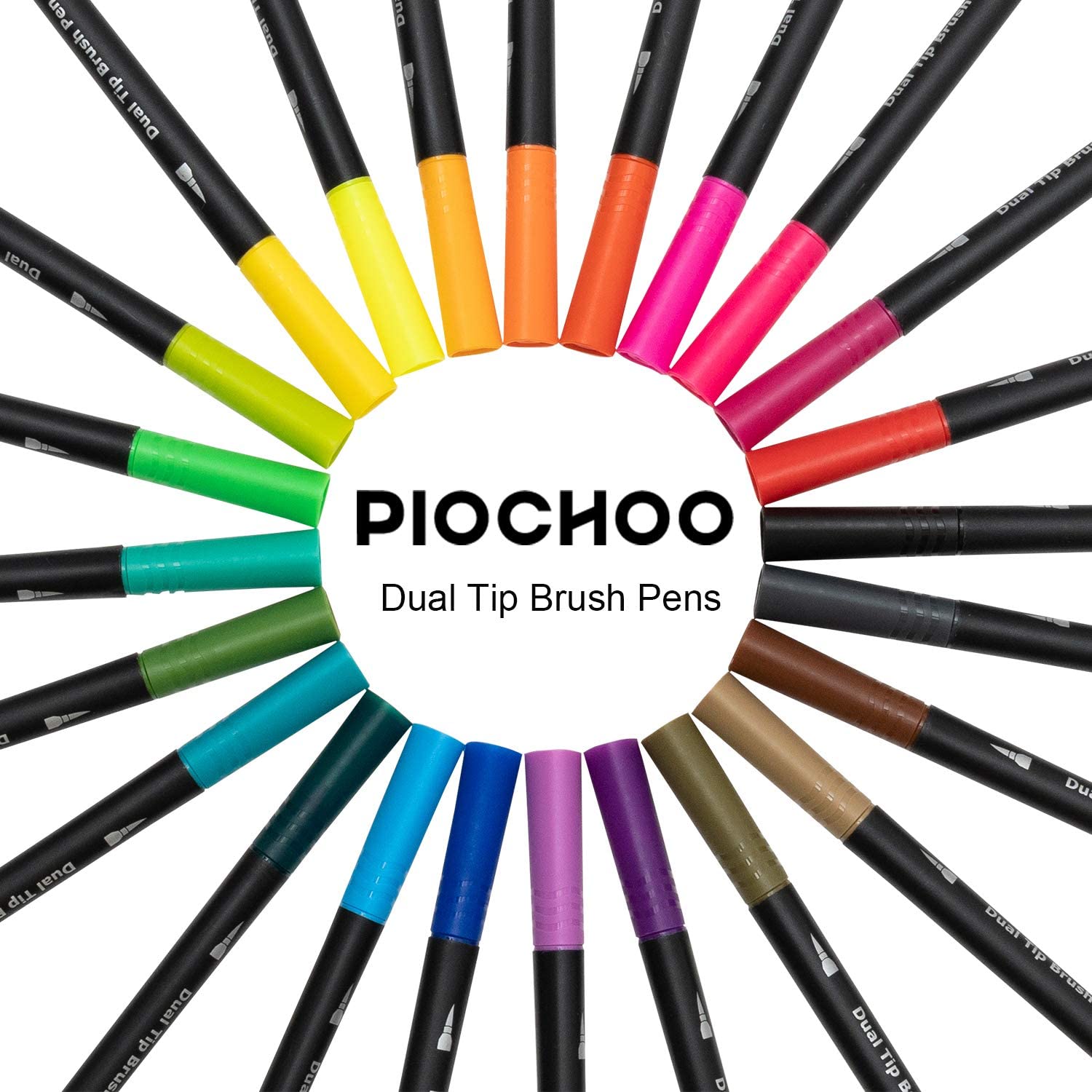 Rotuladores de doble pincel para colorear, 24 rotuladores de colores, rotuladores de punta fina y punta de pincel para niños, adultos, libros para colorear, diarios de bala, planificadores, toma de notas, escritura para colorear - Imagen 8